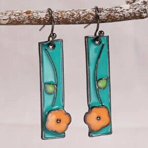 Classy and Fun Copper Flower Enamel Earring